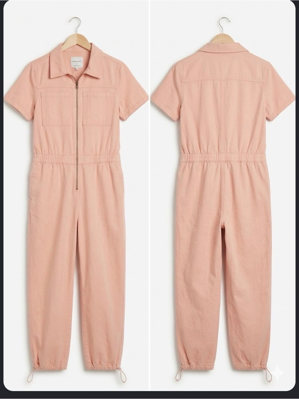 Celebrity Pink Short-Sleeve Utility Jumpsuit in Blush Pink